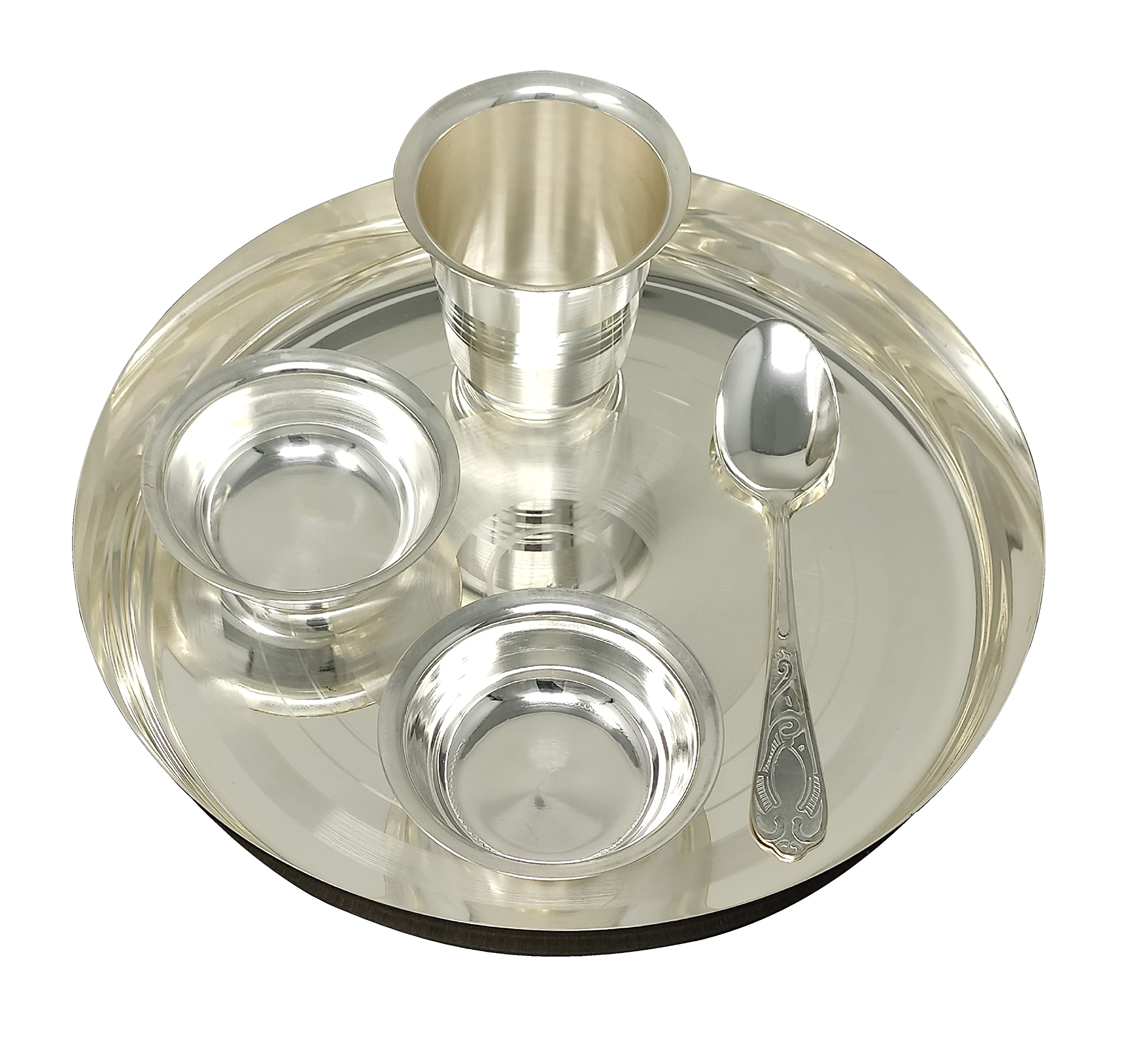 Bengalen Baby Dinner Set 8 Inch Silver Plated For Annaprashan Sanskar Rice Ceremony Gift For Girls Boys Kids Festive Birthday Re